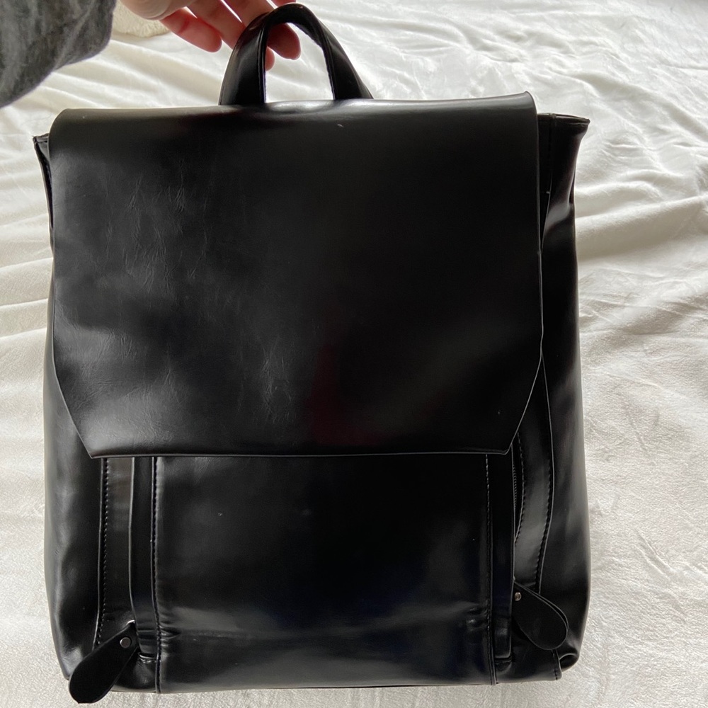 Black Faux Leather Bag